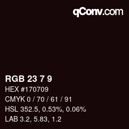カラーコード: RGB 23 7 9 | qconv.com