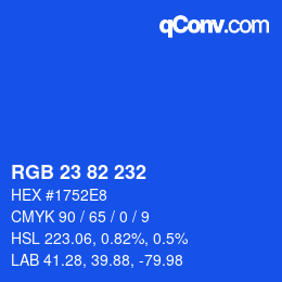Color code: RGB 23 82 232 | qconv.com