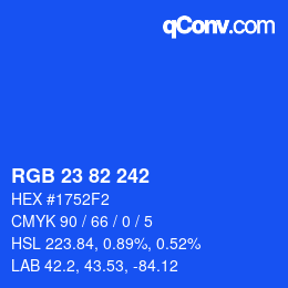 Color code: RGB 23 82 242 | qconv.com
