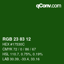 Color code: RGB 23 83 12 | qconv.com
