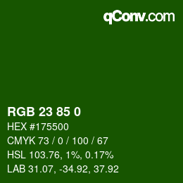 Color code: RGB 23 85 0 | qconv.com