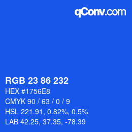 Color code: RGB 23 86 232 | qconv.com