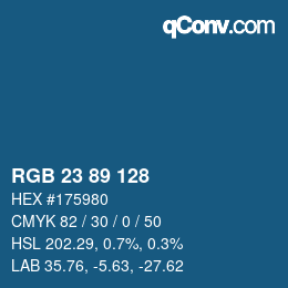 カラーコード: RGB 23 89 128 | qconv.com