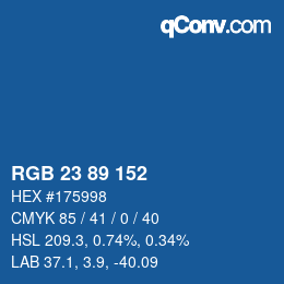 Color code: RGB 23 89 152 | qconv.com