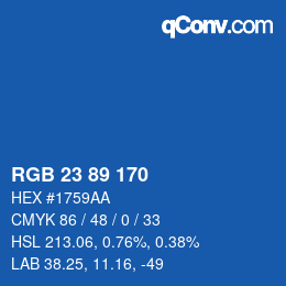 カラーコード: RGB 23 89 170 | qconv.com