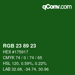 カラーコード: RGB 23 89 23 | qconv.com