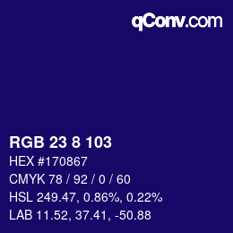 Código de color: RGB 23 8 103 | qconv.com
