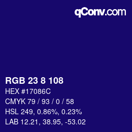 Color code: RGB 23 8 108 | qconv.com