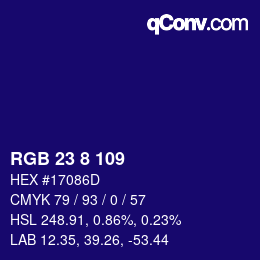 カラーコード: RGB 23 8 109 | qconv.com