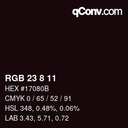 Color code: RGB 23 8 11 | qconv.com