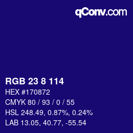 Color code: RGB 23 8 114 | qconv.com
