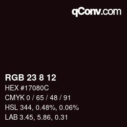 Color code: RGB 23 8 12 | qconv.com