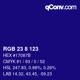 Color code: RGB 23 8 123 | qconv.com