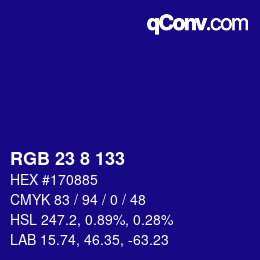 Color code: RGB 23 8 133 | qconv.com