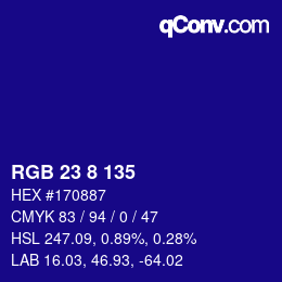 Farbcode: RGB 23 8 135 | qconv.com