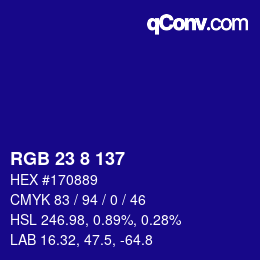 カラーコード: RGB 23 8 137 | qconv.com