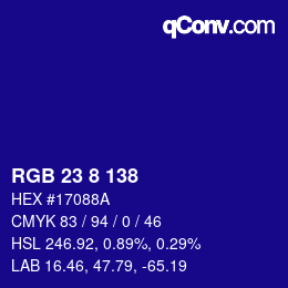Color code: RGB 23 8 138 | qconv.com