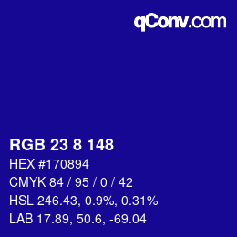 Color code: RGB 23 8 148 | qconv.com