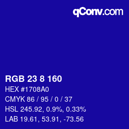 カラーコード: RGB 23 8 160 | qconv.com