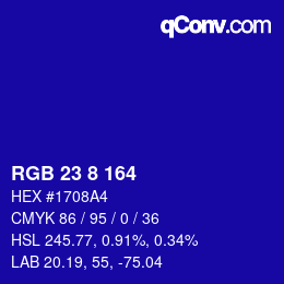 Color code: RGB 23 8 164 | qconv.com
