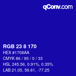 Color code: RGB 23 8 170 | qconv.com