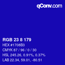 Farbcode: RGB 23 8 179 | qconv.com