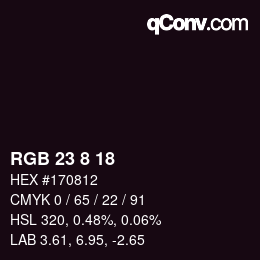 Color code: RGB 23 8 18 | qconv.com