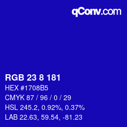 Farbcode: RGB 23 8 181 | qconv.com
