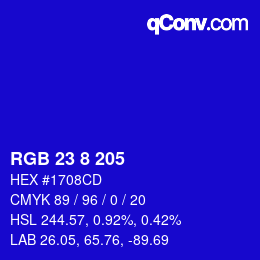 Color code: RGB 23 8 205 | qconv.com