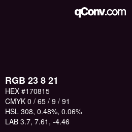 Color code: RGB 23 8 21 | qconv.com