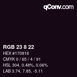 カラーコード: RGB 23 8 22 | qconv.com