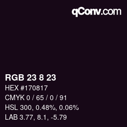 Color code: RGB 23 8 23 | qconv.com