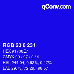 Color code: RGB 23 8 231 | qconv.com