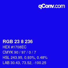 カラーコード: RGB 23 8 236 | qconv.com