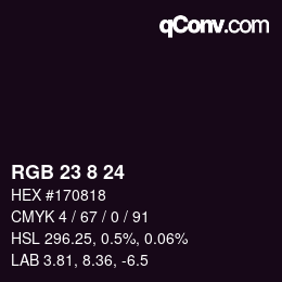 カラーコード: RGB 23 8 24 | qconv.com