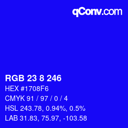 Farbcode: RGB 23 8 246 | qconv.com