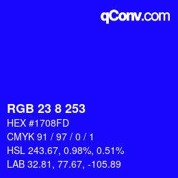 颜色代码: RGB 23 8 253 | qconv.com