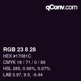Color code: RGB 23 8 28 | qconv.com