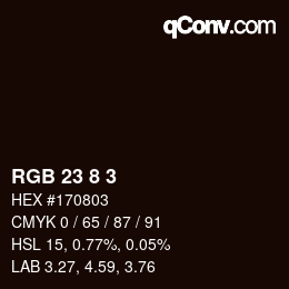 Farbcode: RGB 23 8 3 | qconv.com