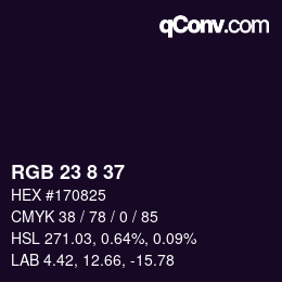 Farbcode: RGB 23 8 37 | qconv.com