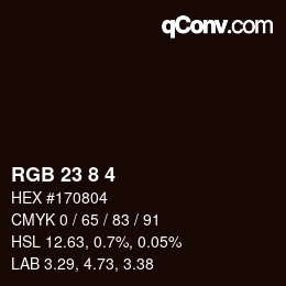 Code couleur: RGB 23 8 4 | qconv.com