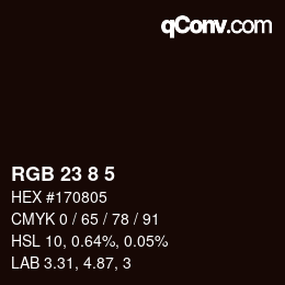 カラーコード: RGB 23 8 5 | qconv.com