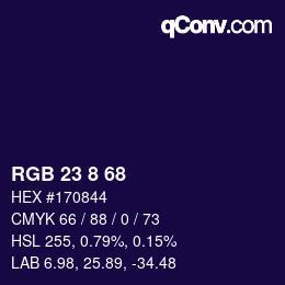 カラーコード: RGB 23 8 68 | qconv.com