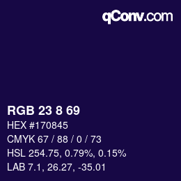 カラーコード: RGB 23 8 69 | qconv.com