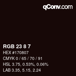 カラーコード: RGB 23 8 7 | qconv.com