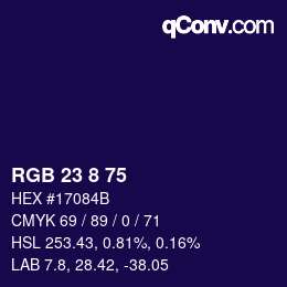 カラーコード: RGB 23 8 75 | qconv.com