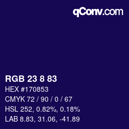カラーコード: RGB 23 8 83 | qconv.com