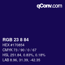 Color code: RGB 23 8 84 | qconv.com