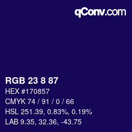 Color code: RGB 23 8 87 | qconv.com
