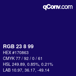 カラーコード: RGB 23 8 99 | qconv.com